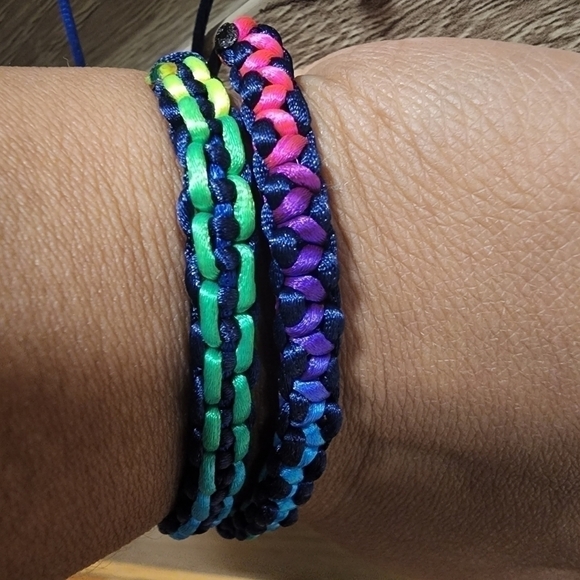 2pcs/Set handmade rainbow braided bracelets adjustable - Picture 4 of 7